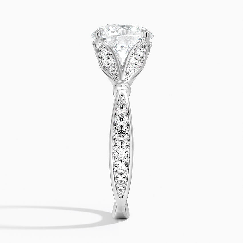Leaf Embrace Split-Shank Round Lab Grown Diamond Center Engagement Ring