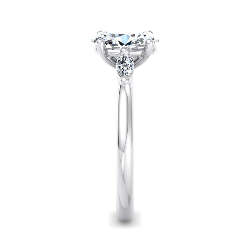 Classic Oval-Cut Center with Side Accents Lab Grown Diamond Center Engagement Ring