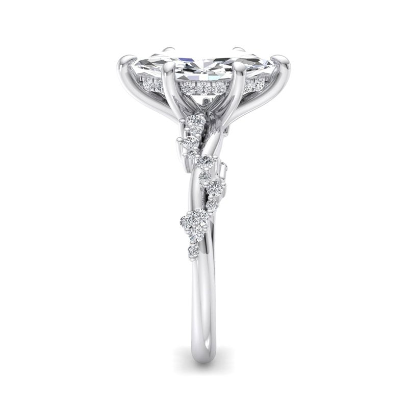 Classic Sparkle Pavé Marquise Lab Grown Diamond Center Engagement Ring