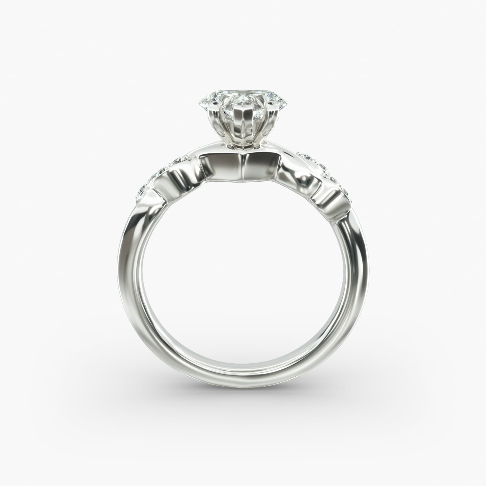 Floral Twist Cluster Heart Lab Grown Diamond Center Engagement Ring