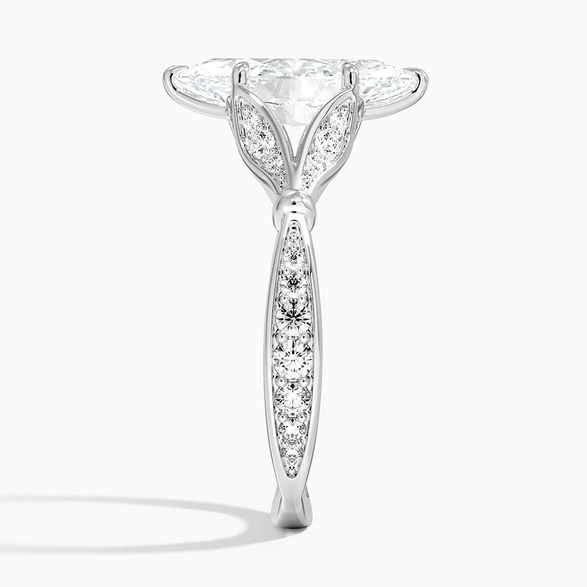 Leaf Embrace Split-Shank Marquise Lab Grown Diamond Center Engagement Ring