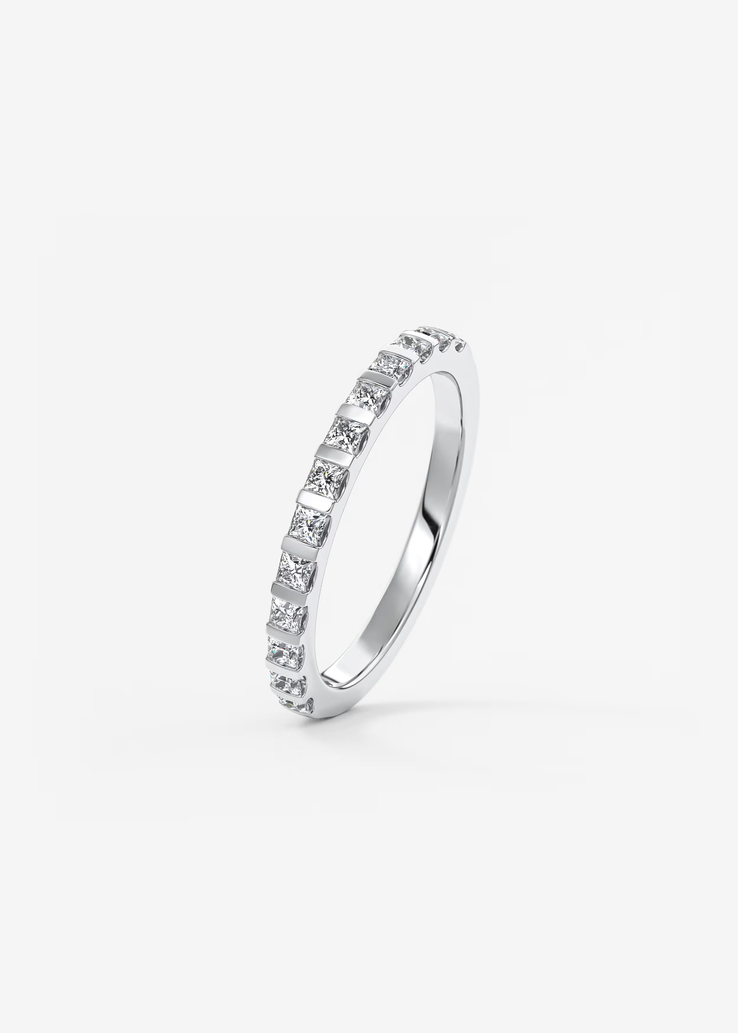 Gold Channel‑Set Band with Square Lab‑Grown Diamonds in Full Eternity Design