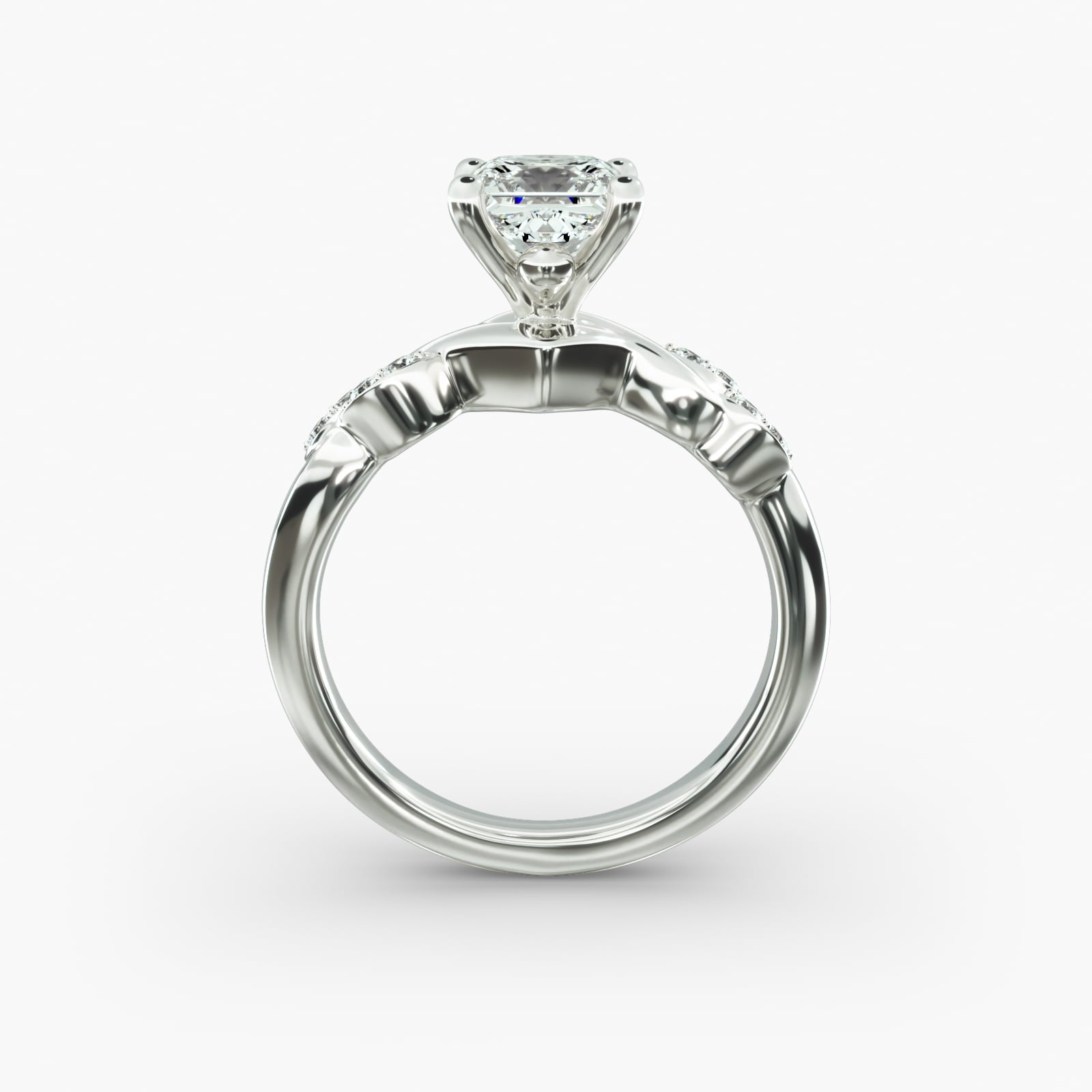 Floral Twist Cluster Princess Lab Grown Diamond Center Engagement Ring