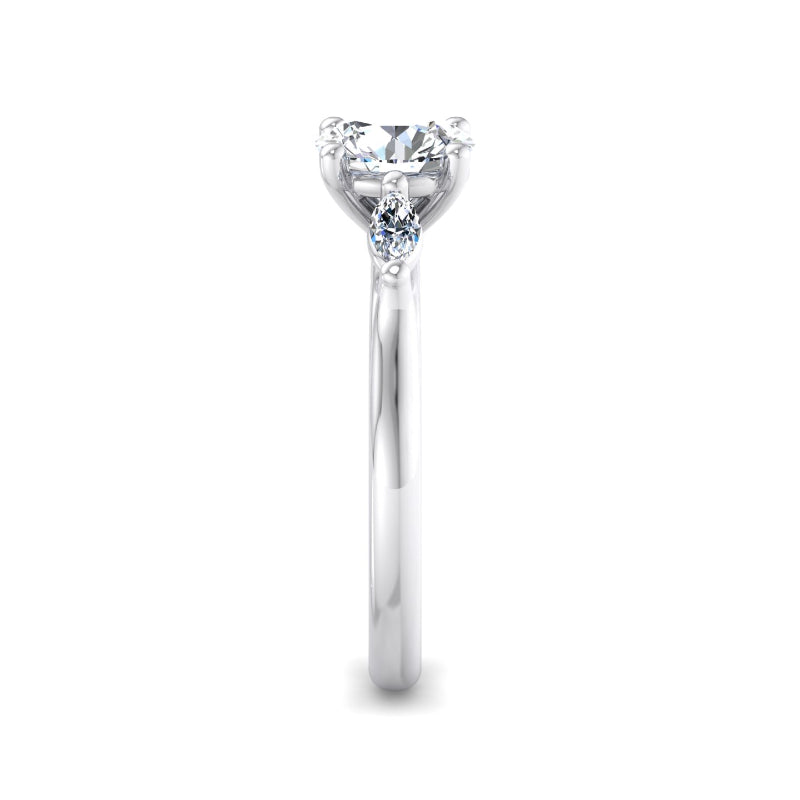 Classic Round-Cut Center with Side Accents Lab Grown Diamond Center Engagement Ring