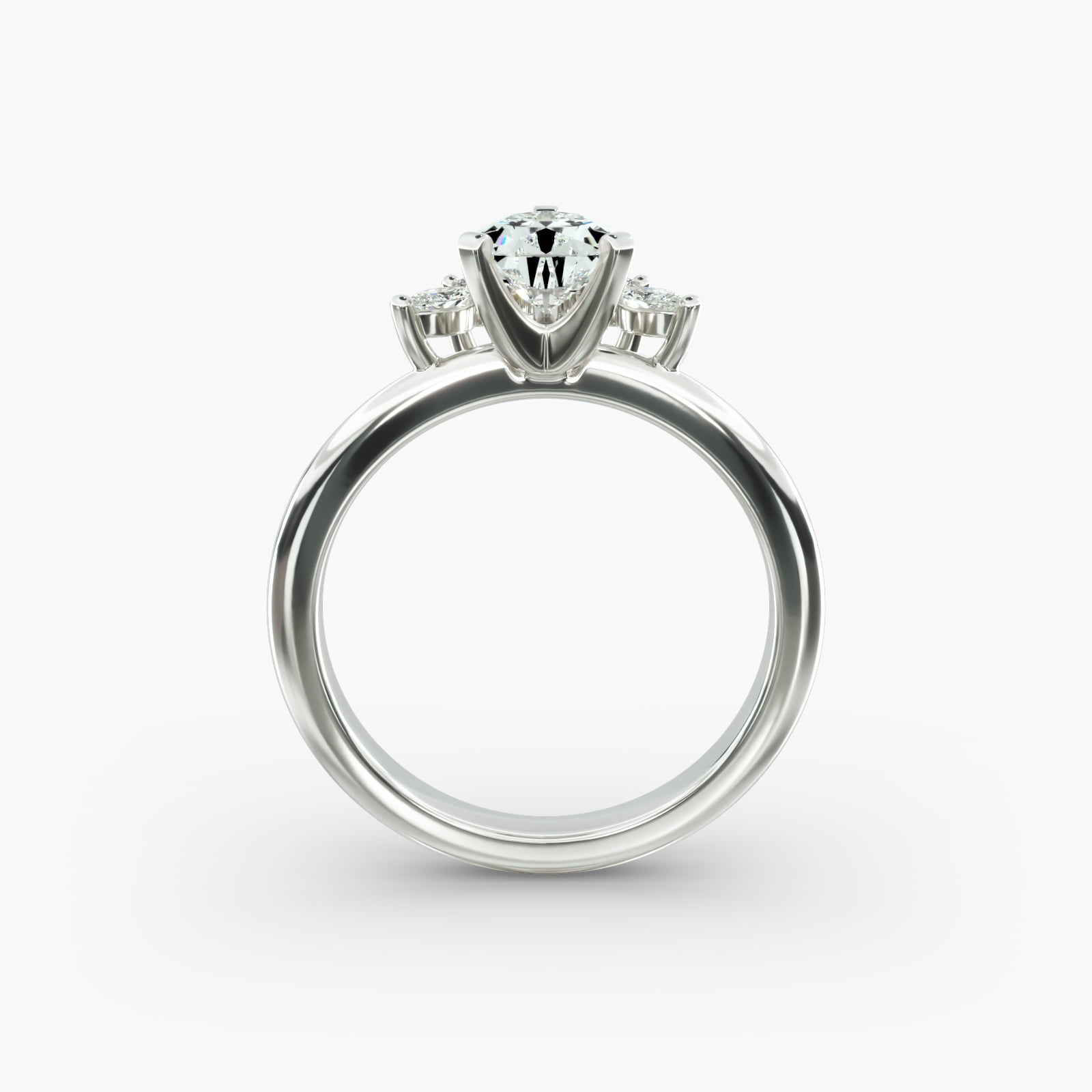 Crown Bloom Halo Pear Lab Grown Diamond Center Engagement Ring
