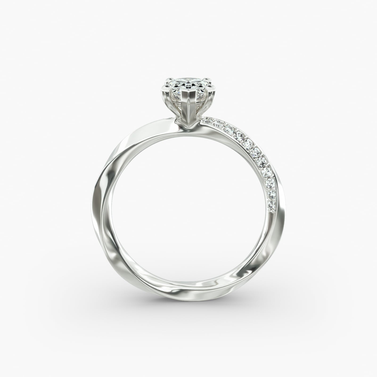 Twisted Sparkle Pear Lab Grown Diamond Center Engagement Ring