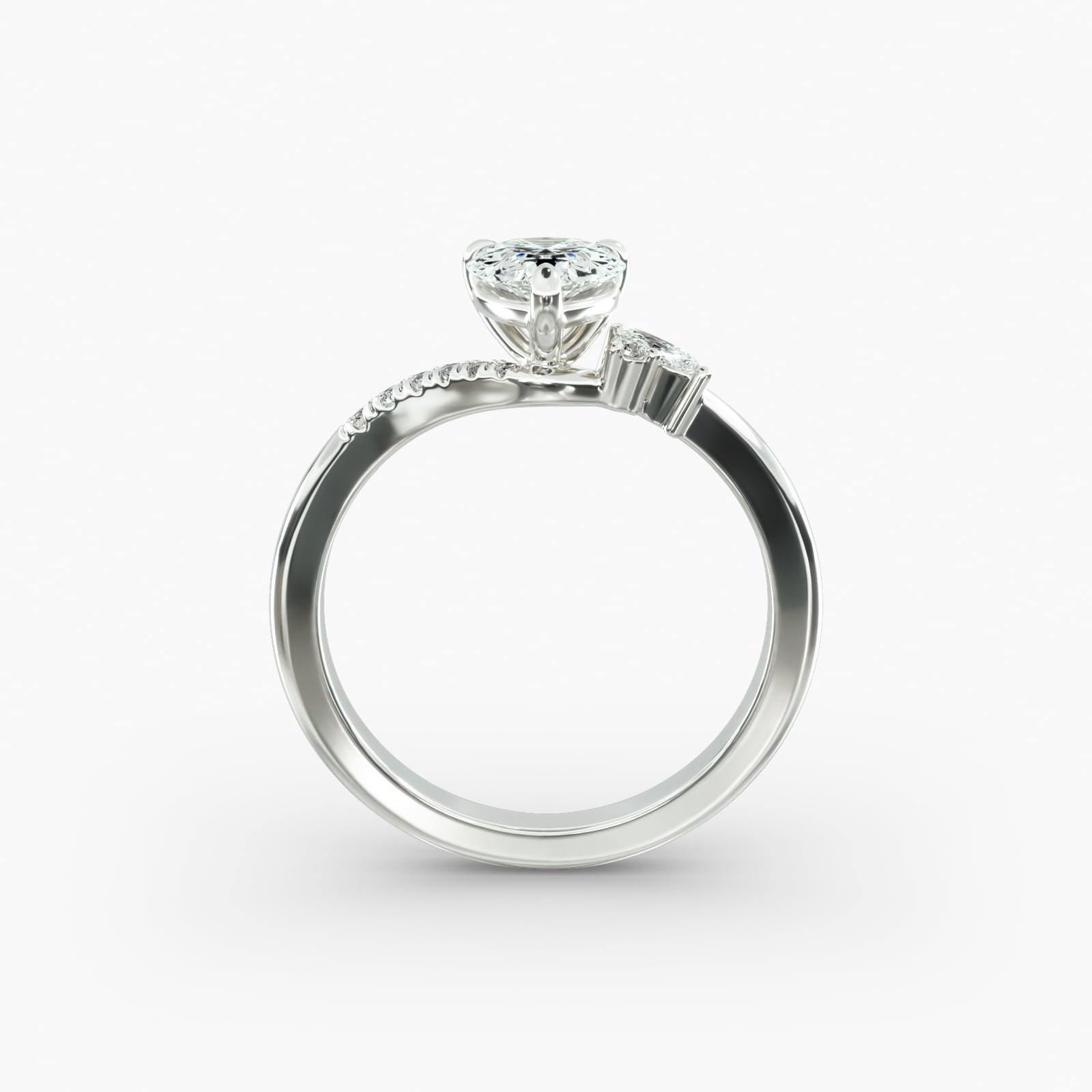 Asymmetric Elegance Pear Lab Grown Diamond Center Engagement Ring