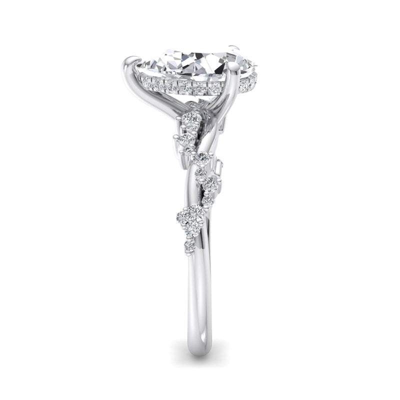 Classic Sparkle Pavé Pear Lab Grown Diamond Center Engagement Ring