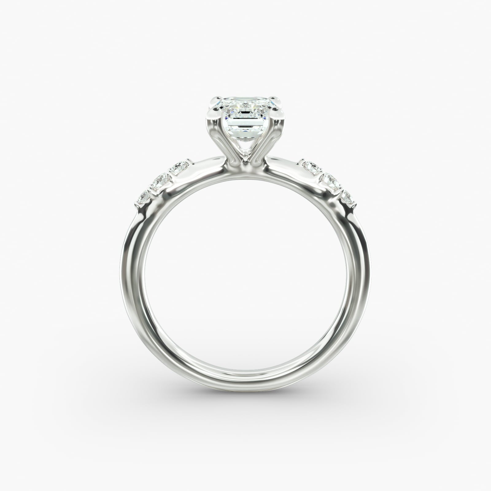 Graduated Sparkle Emerald Lab Grown Diamond Center Engagement Ring