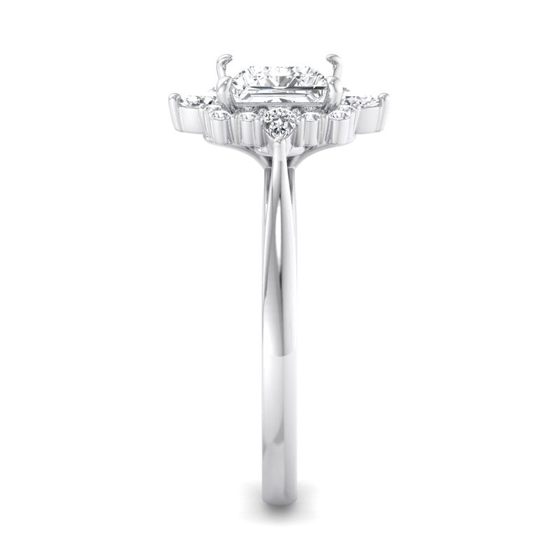 Halo-style with Pear Accents and Princess Lab Grown Diamond Center Engagement Ring