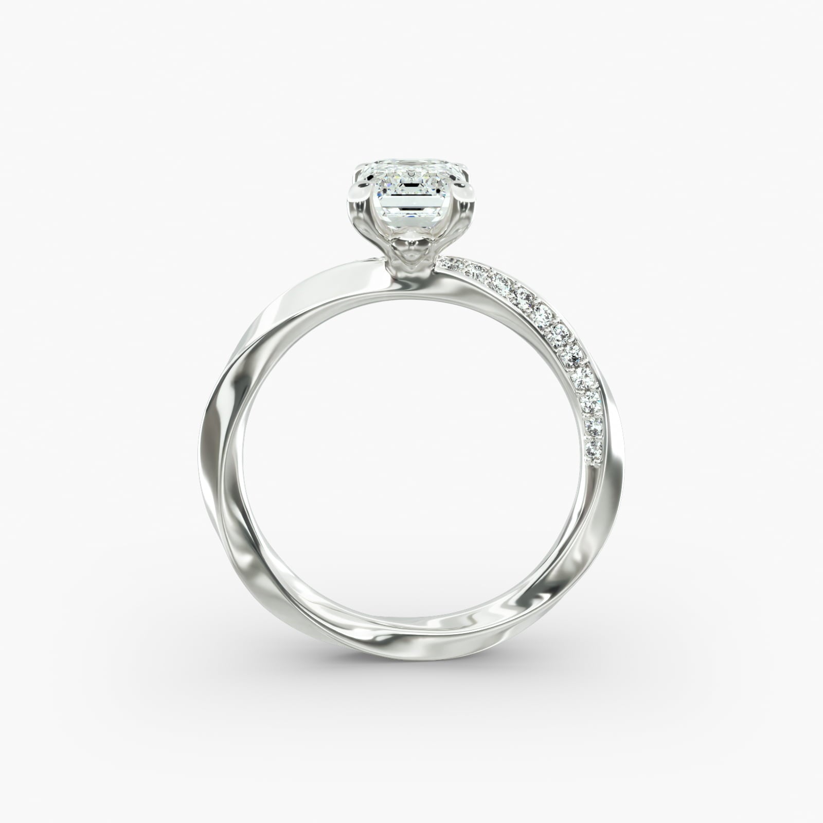 Twisted Sparkle Emerald Lab Grown Diamond Center Engagement Ring