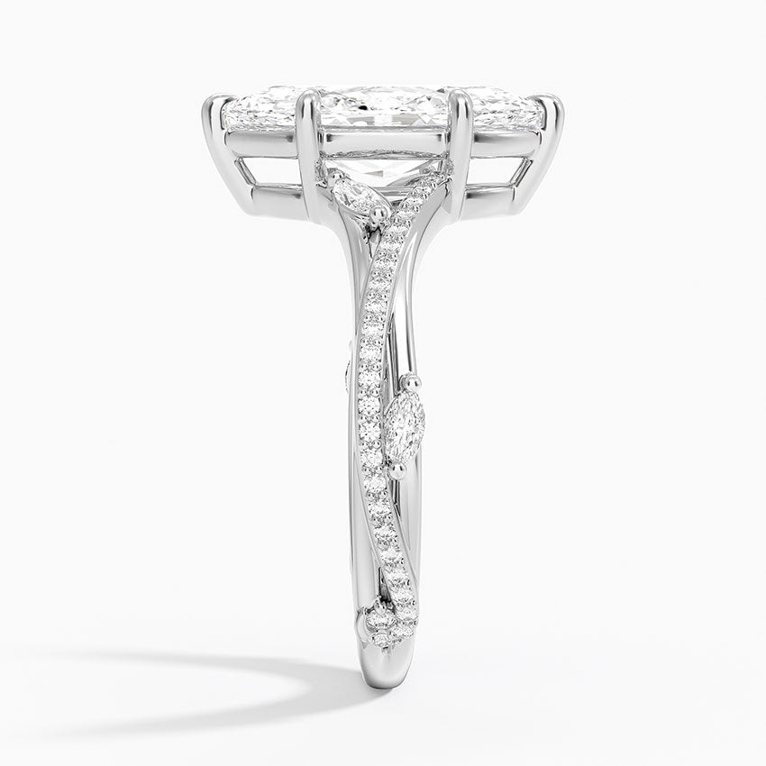 Split Vine Marquise Cluster Marquise Lab Grown Diamond Center Engagement Ring