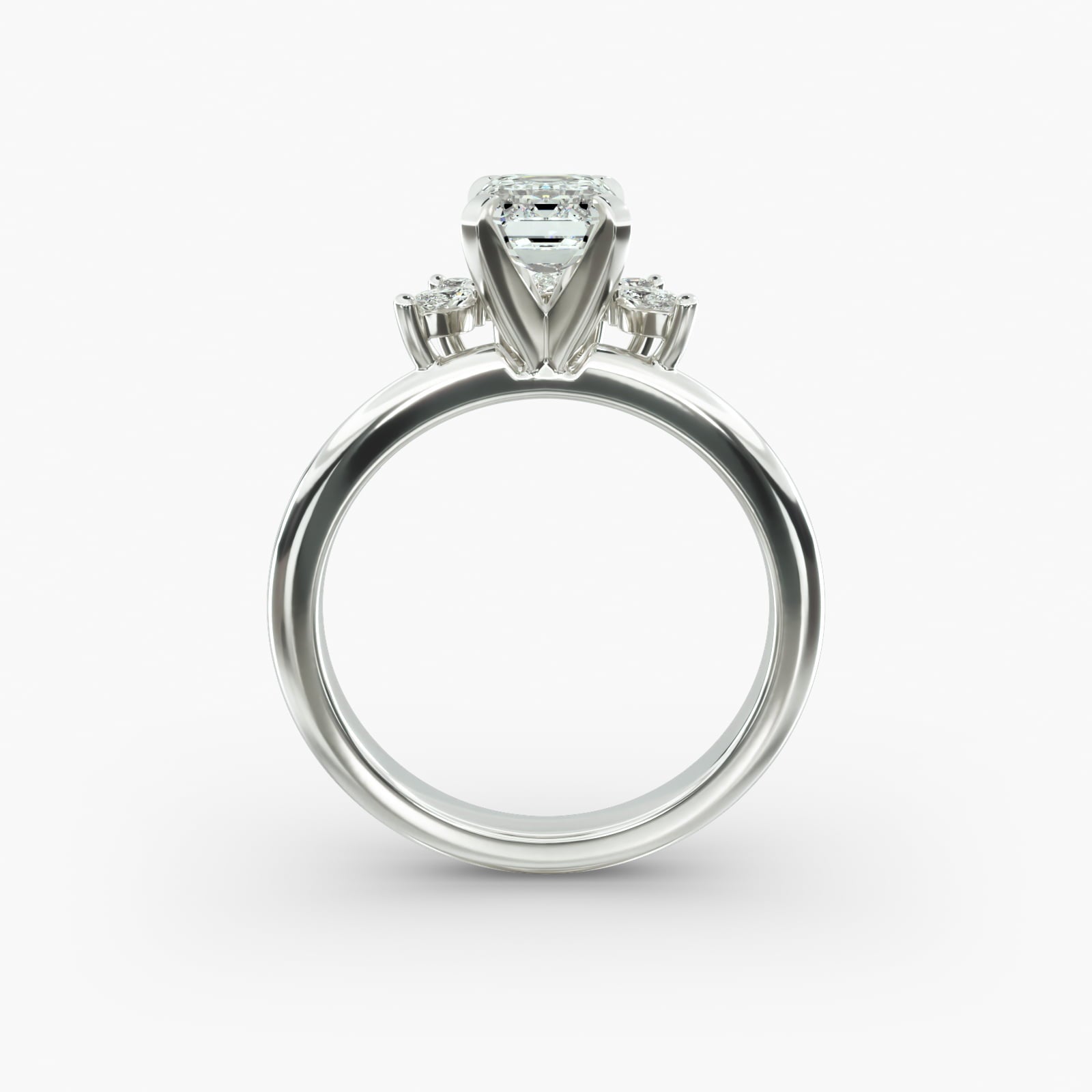 Crown Bloom Halo Emerald Lab Grown Diamond Center Engagement Ring