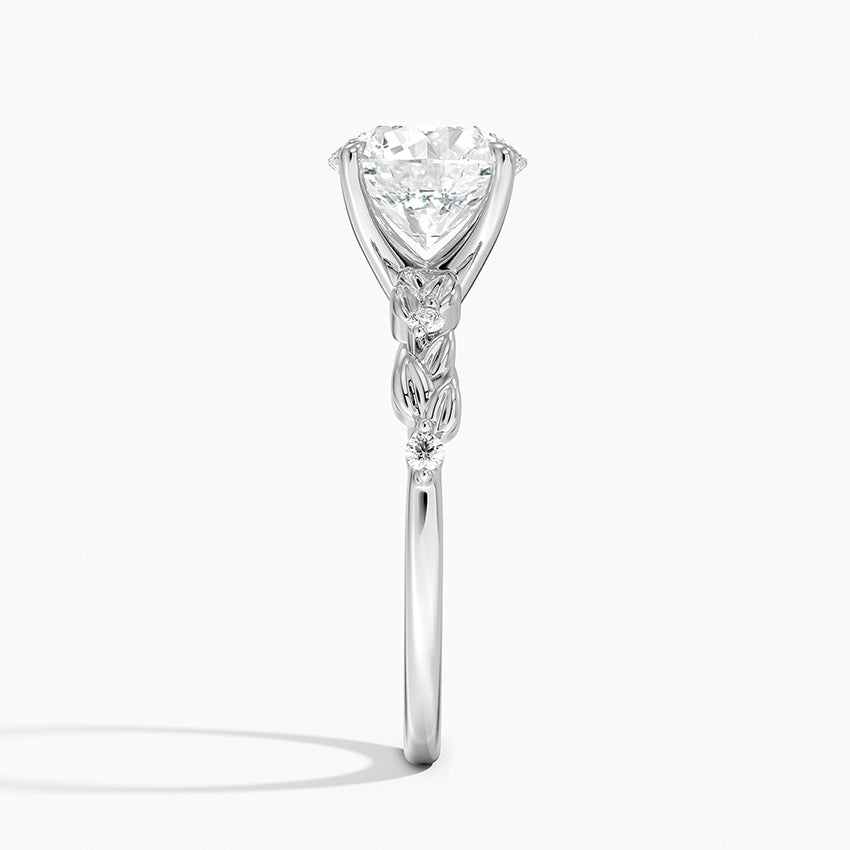 Vine Bloom Milgrain Round Lab Grown Diamond Center Engagement Ring