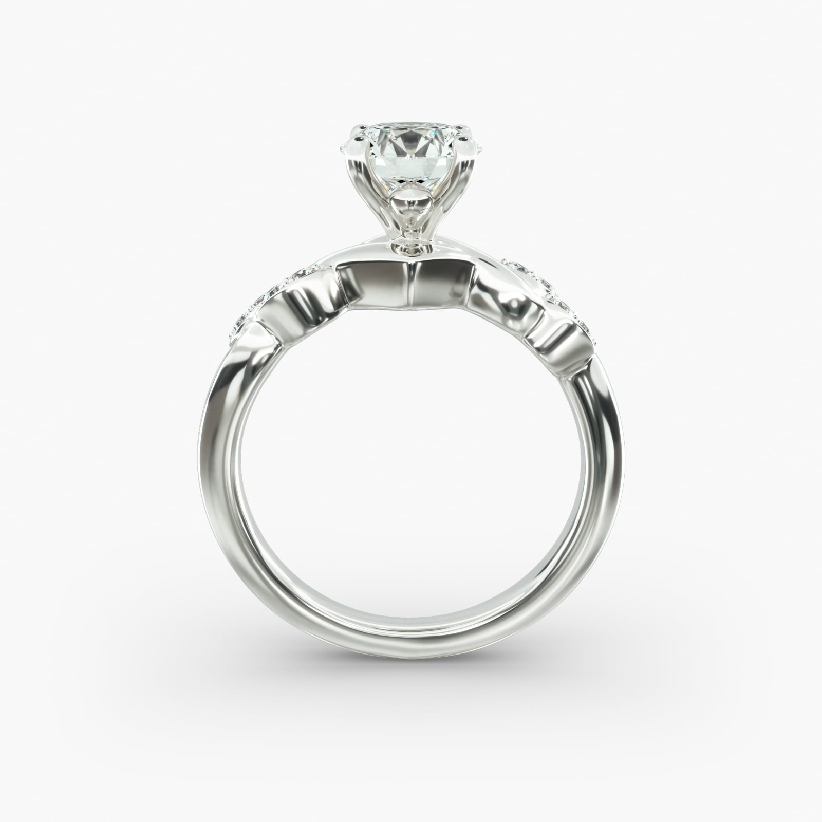 Floral Twist Cluster Round Lab Grown Diamond Center Engagement Ring