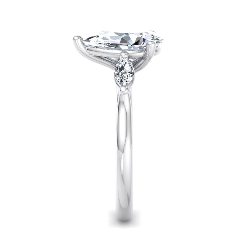 Classic Pear-Cut Center with Side Accents Lab Grown Diamond Center Engagement Ring