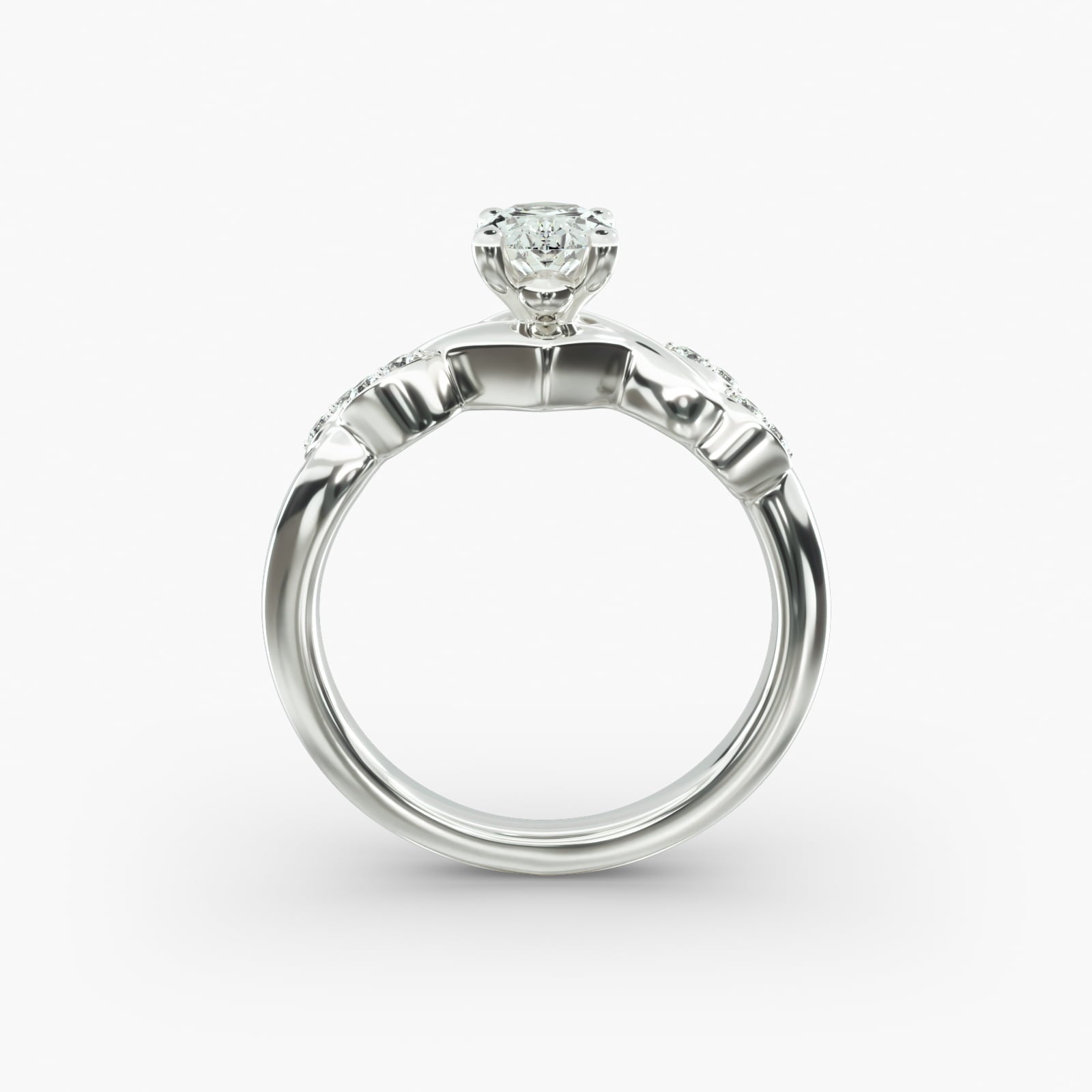 Floral Twist Cluster Oval Lab Grown Diamond Center Engagement Ring