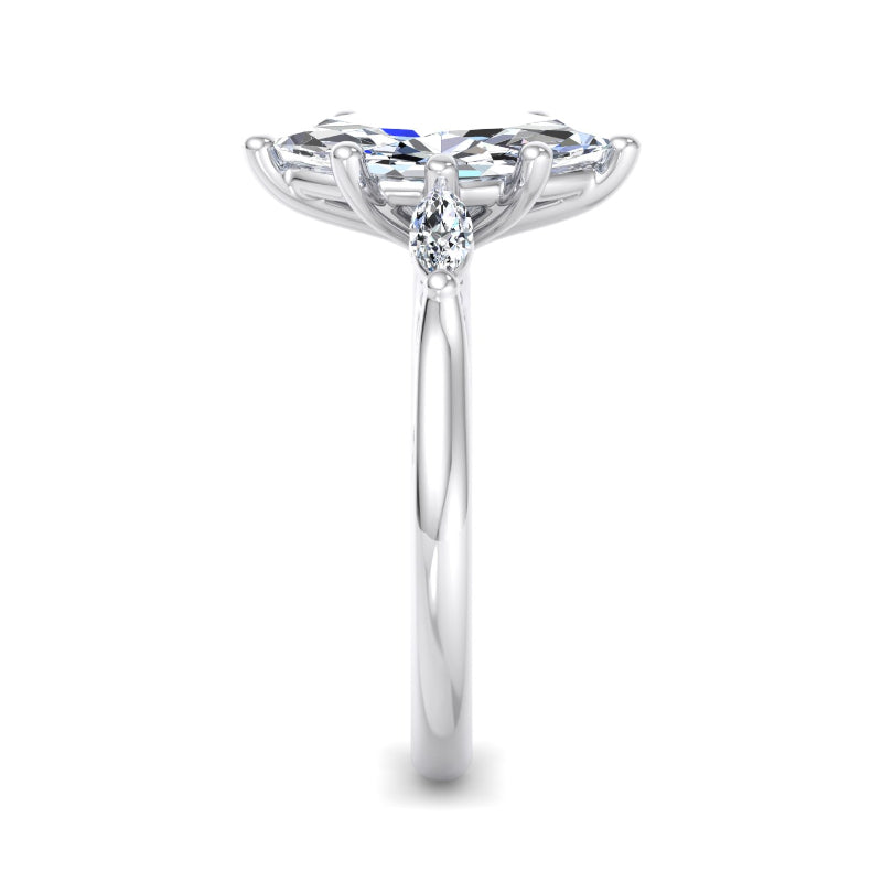 Classic Marquise-Cut Center with Side Accents Lab Grown Diamond Center Engagement Ring