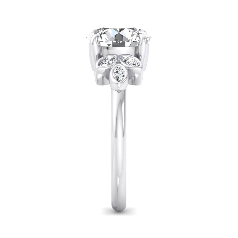 Floral Radiance Round Lab Grown Diamond Center Engagement Ring