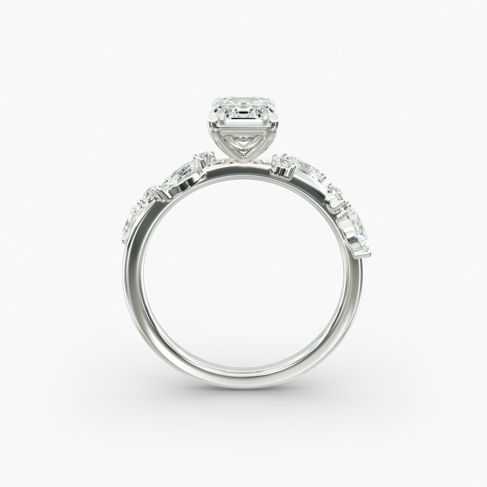 Symphony of Light Floral Emerald Lab Grown Diamond Center Engagement Ring