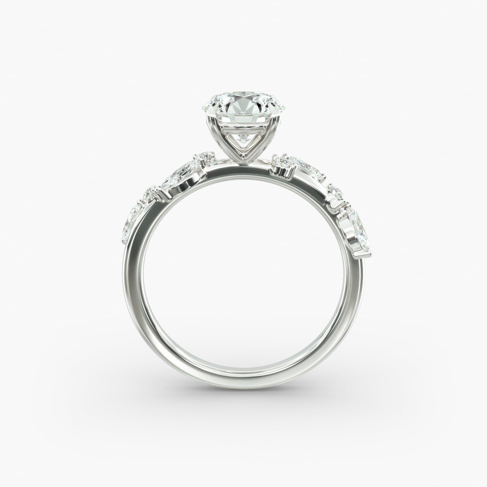 Symphony of Light Floral Round Lab Grown Diamond Center Engagement Ring
