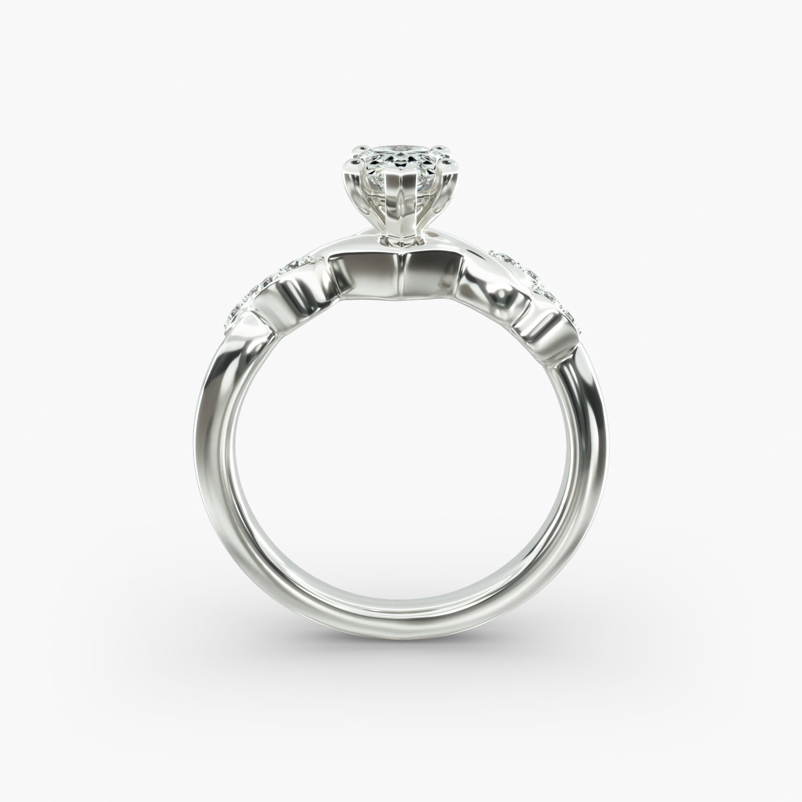 Floral Twist Cluster Pear Lab Grown Diamond Center Engagement Ring