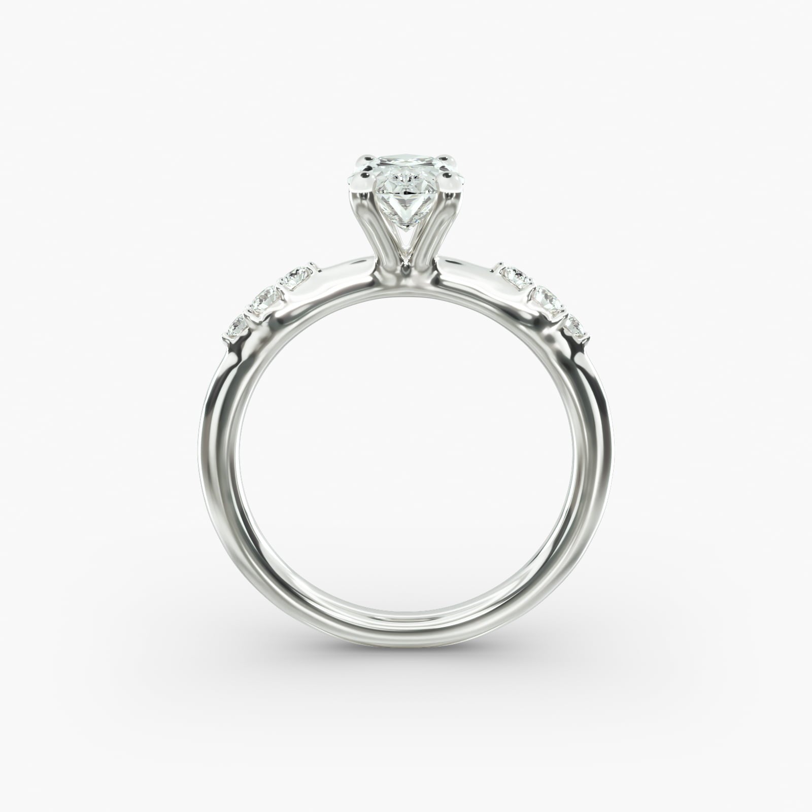 Graduated Sparkle Oval Lab Grown Diamond Center Engagement Ring