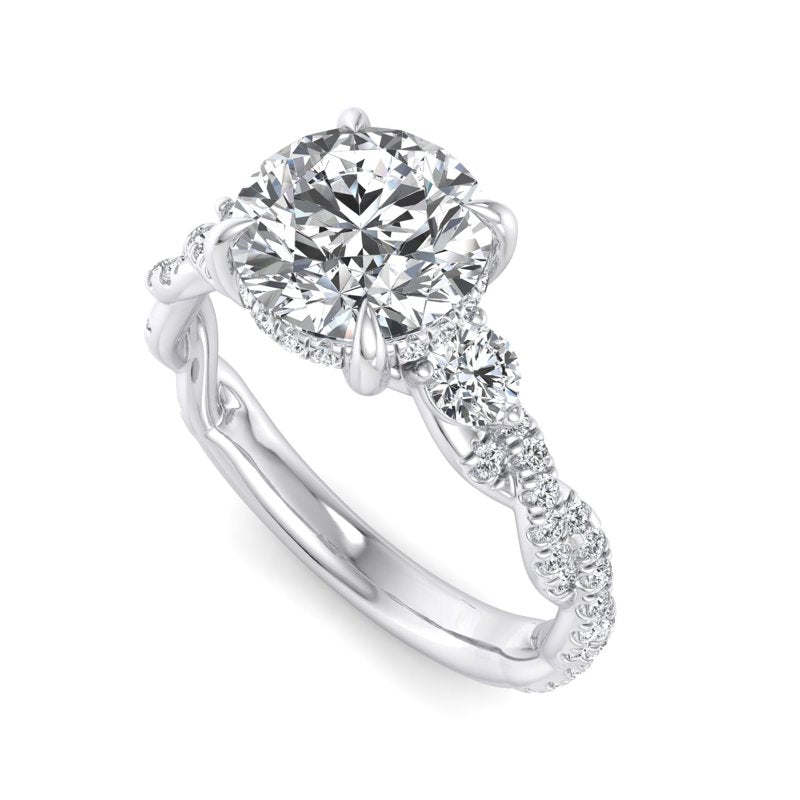 Round Lab Grown Diamond Center Engagement Ring