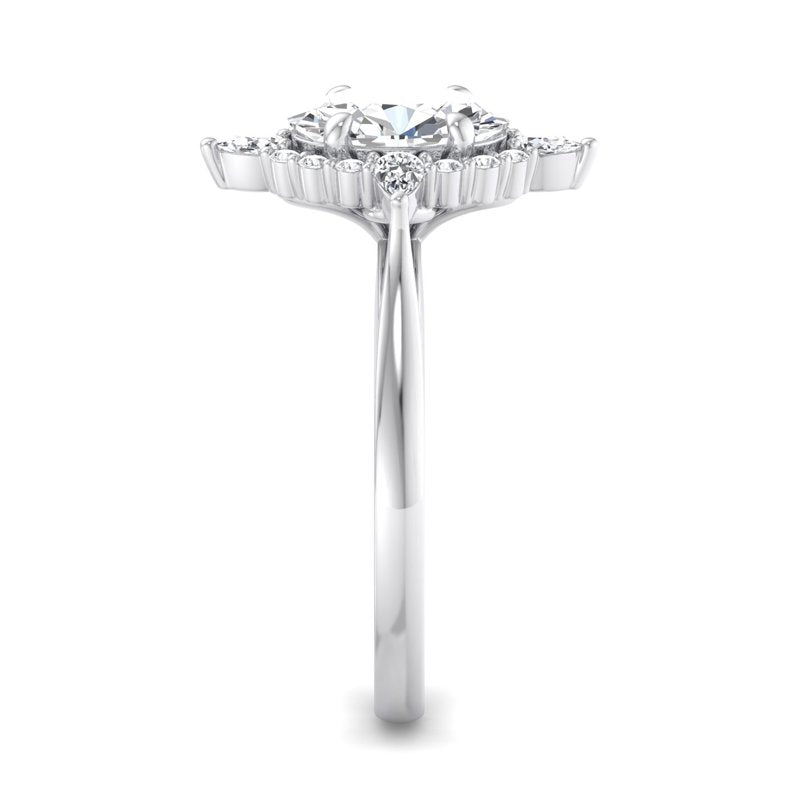 Halo-style with Pear Accents and Oval Lab Grown Diamond Center Engagement Ring