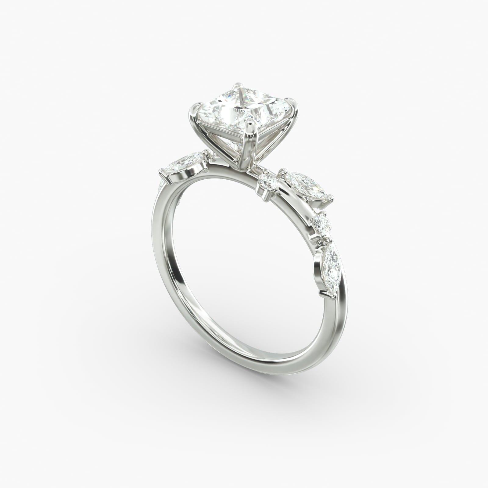 Symphony of Light Floral Princess Lab Grown Diamond Center Engagement Ring