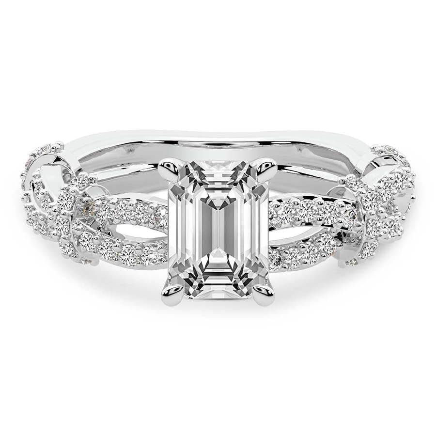 Twisted Brilliance Dual-Tone emerald Lab Grown Diamond Center Engagement Ring