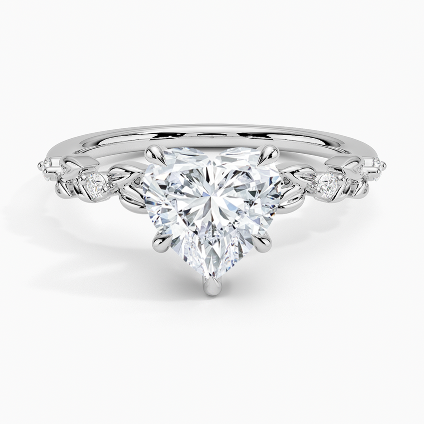 Vine Bloom Milgrain Heart Lab Grown Diamond Center Engagement Ring