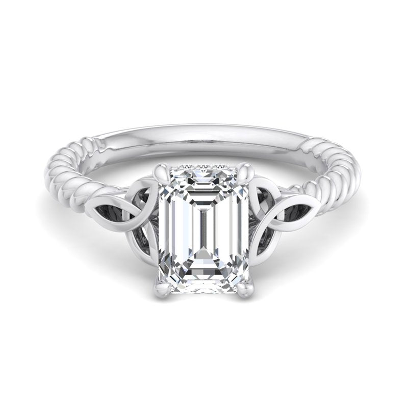 Twisted Vine Artisan Emerald Lab Grown Diamond Center Engagement Ring