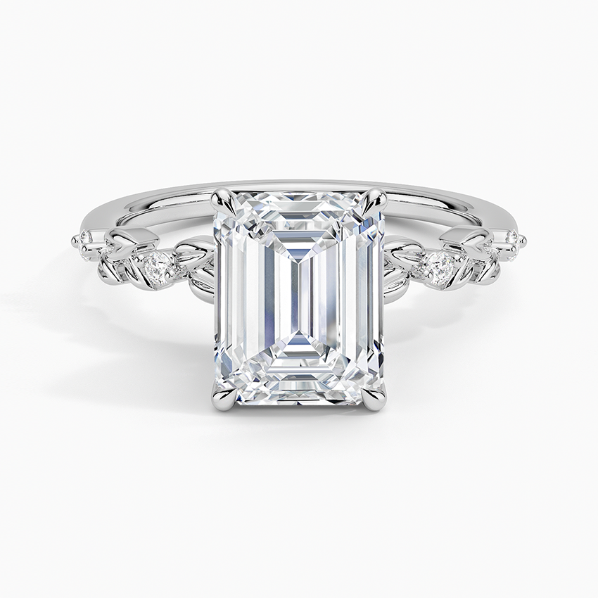 Vine Bloom Milgrain Emerald Lab Grown Diamond Center Engagement Ring