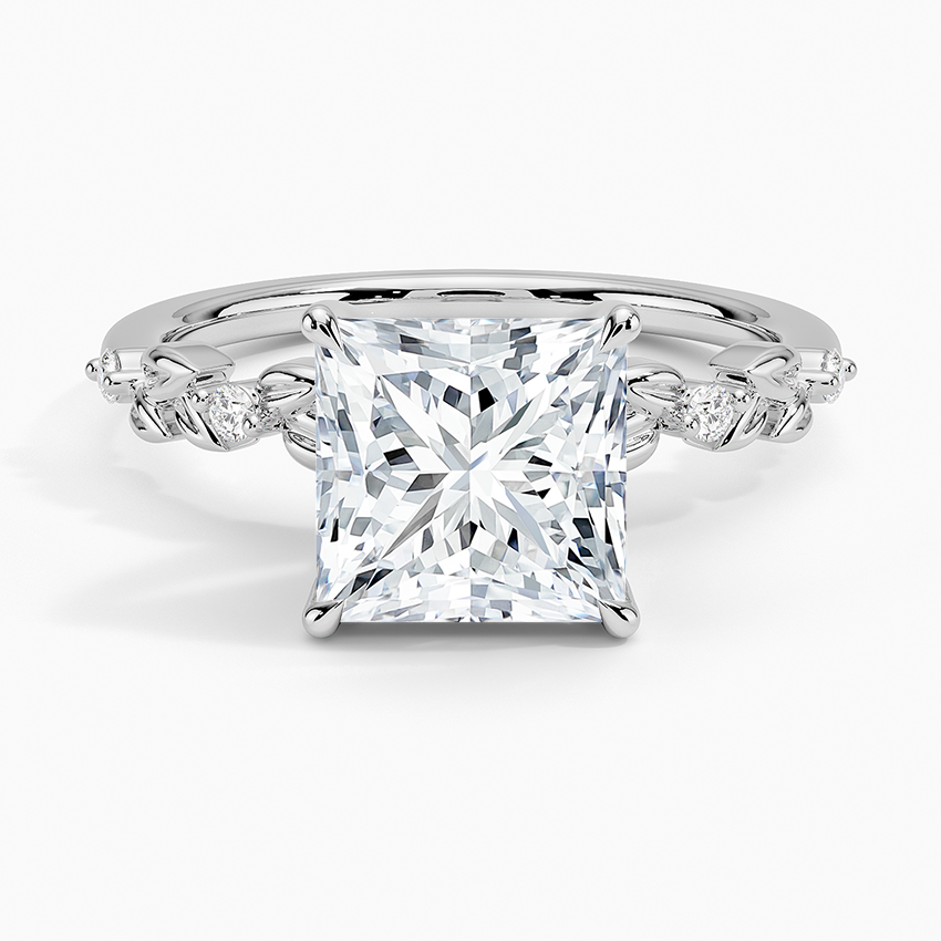 Vine Bloom Milgrain Princess Lab Grown Diamond Center Engagement Ring