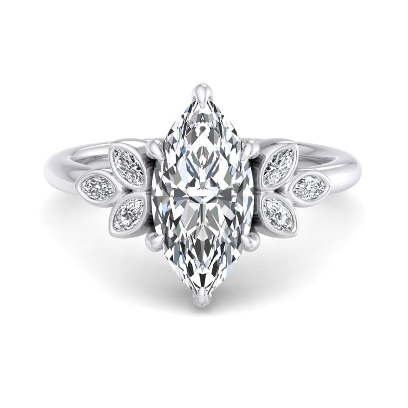 Floral Radiance Marquise Lab Grown Diamond Center Engagement Ring