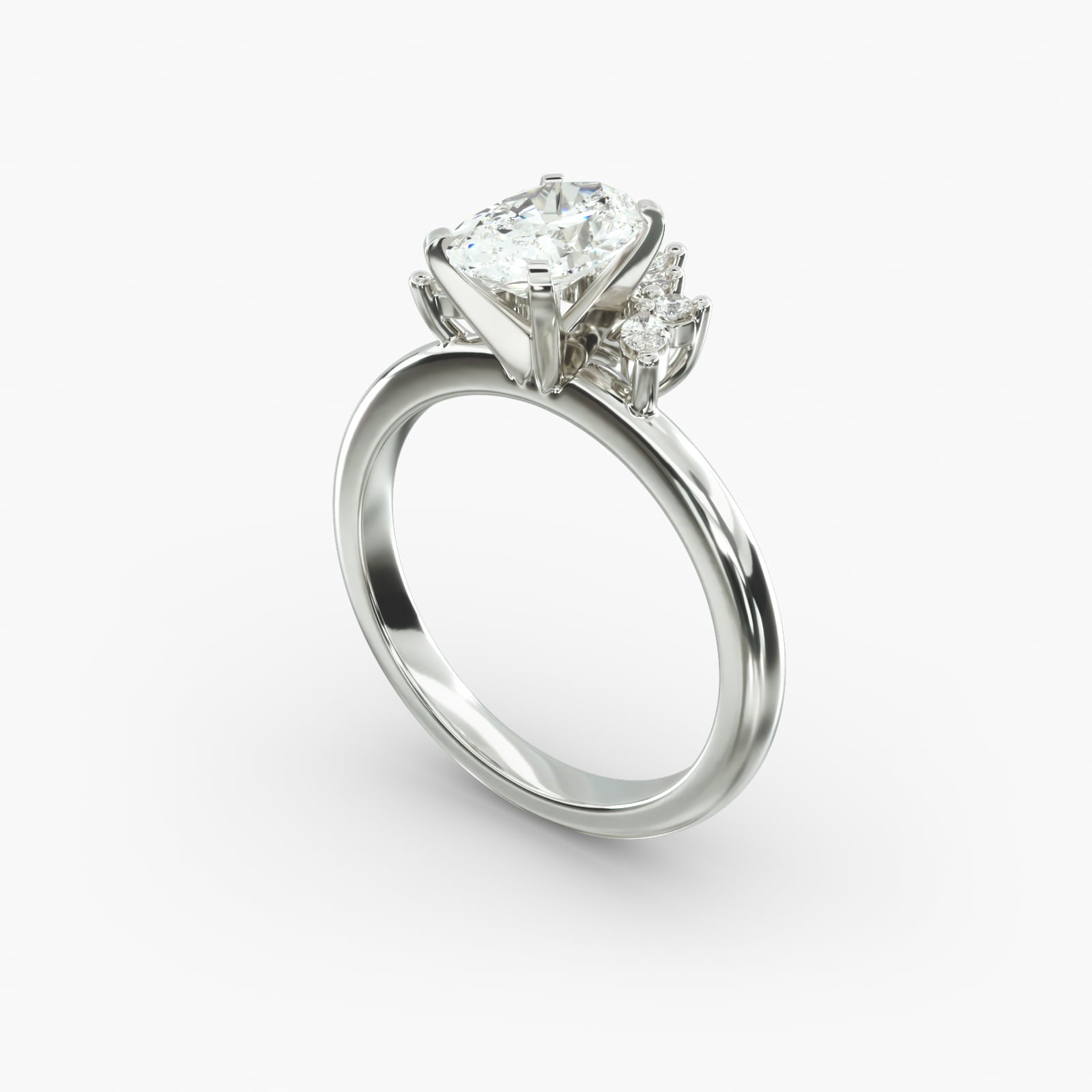 Crown Bloom Halo Oval Lab Grown Diamond Center Engagement Ring