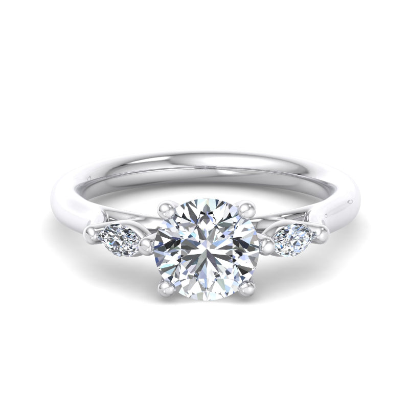 Classic Round-Cut Center with Side Accents Lab Grown Diamond Center Engagement Ring