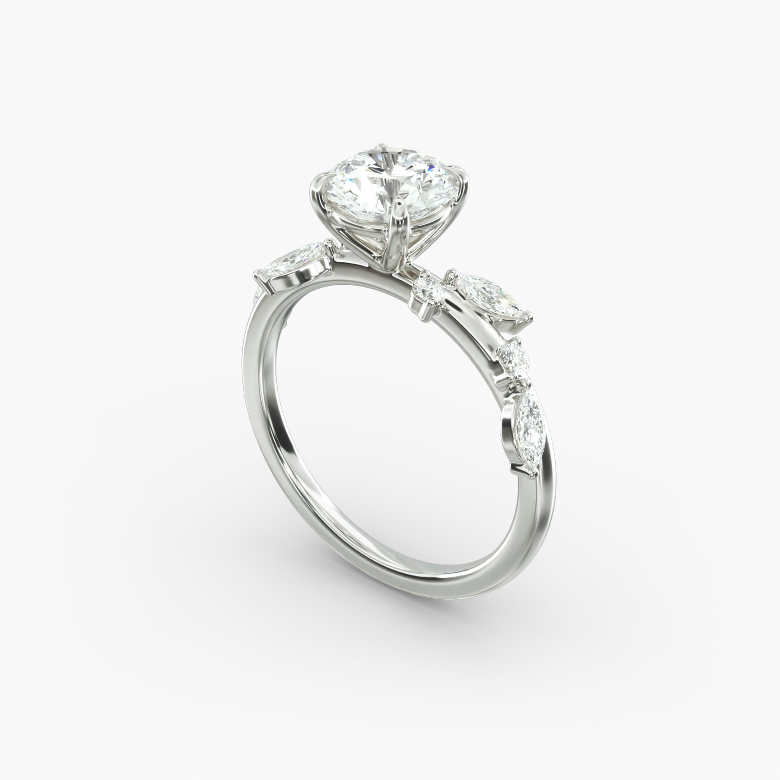 Symphony of Light Floral Round Lab Grown Diamond Center Engagement Ring
