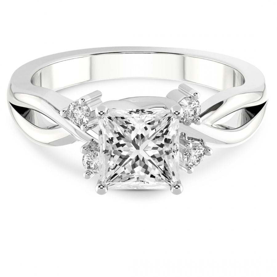 Twist Band Radiance princess Lab Grown Diamond Center Engagement Ring