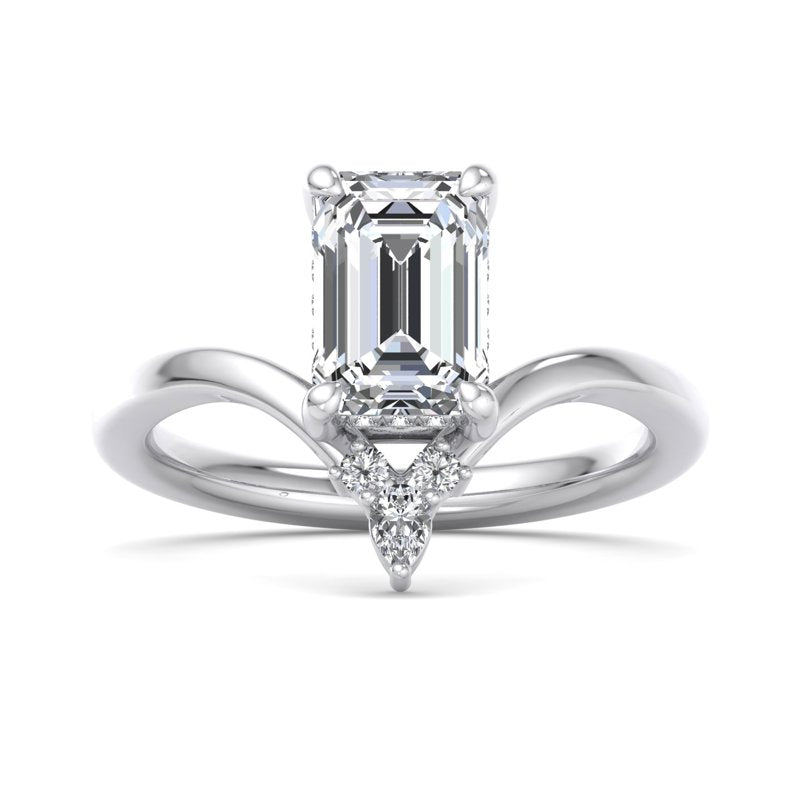 Radiant Tiered Sparkle Emerald Lab Grown Diamond Center Engagement Ring