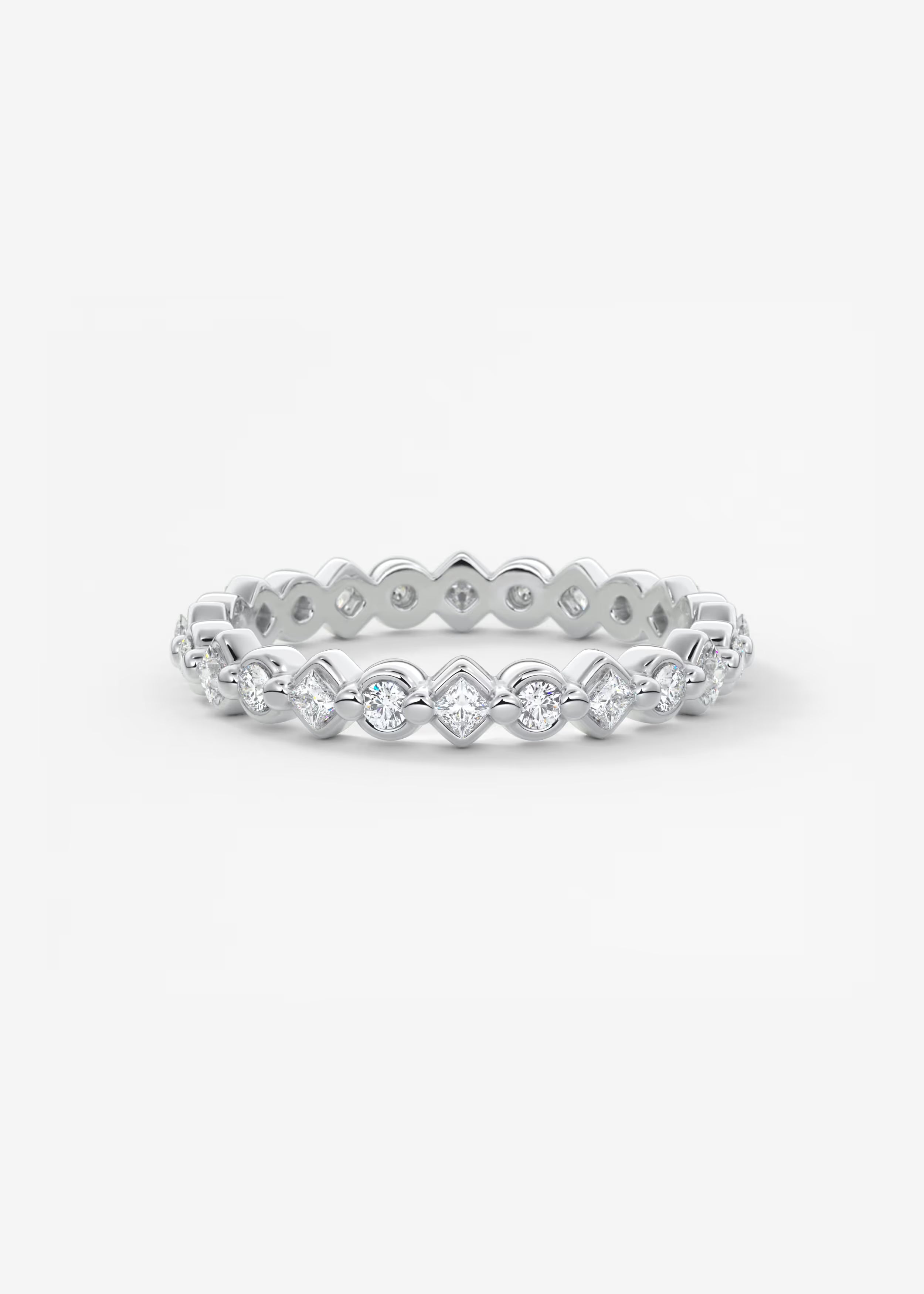 Gold Full Eternity Band with Raised Diamond‑Shaped Settings and Round Lab‑Grown Diamonds