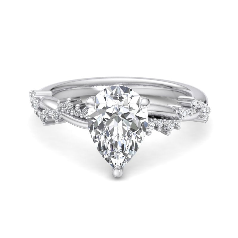 Classic Sparkle Pavé Pear Lab Grown Diamond Center Engagement Ring