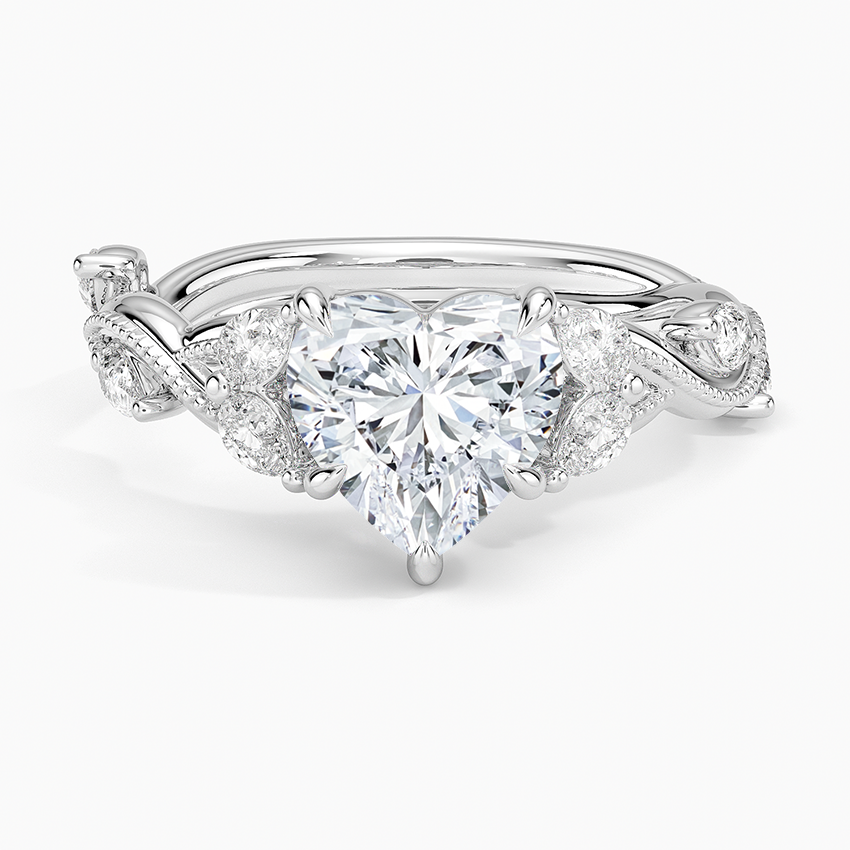Vine Twist Milgrain Heart Lab Grown Diamond Center Engagement Ring