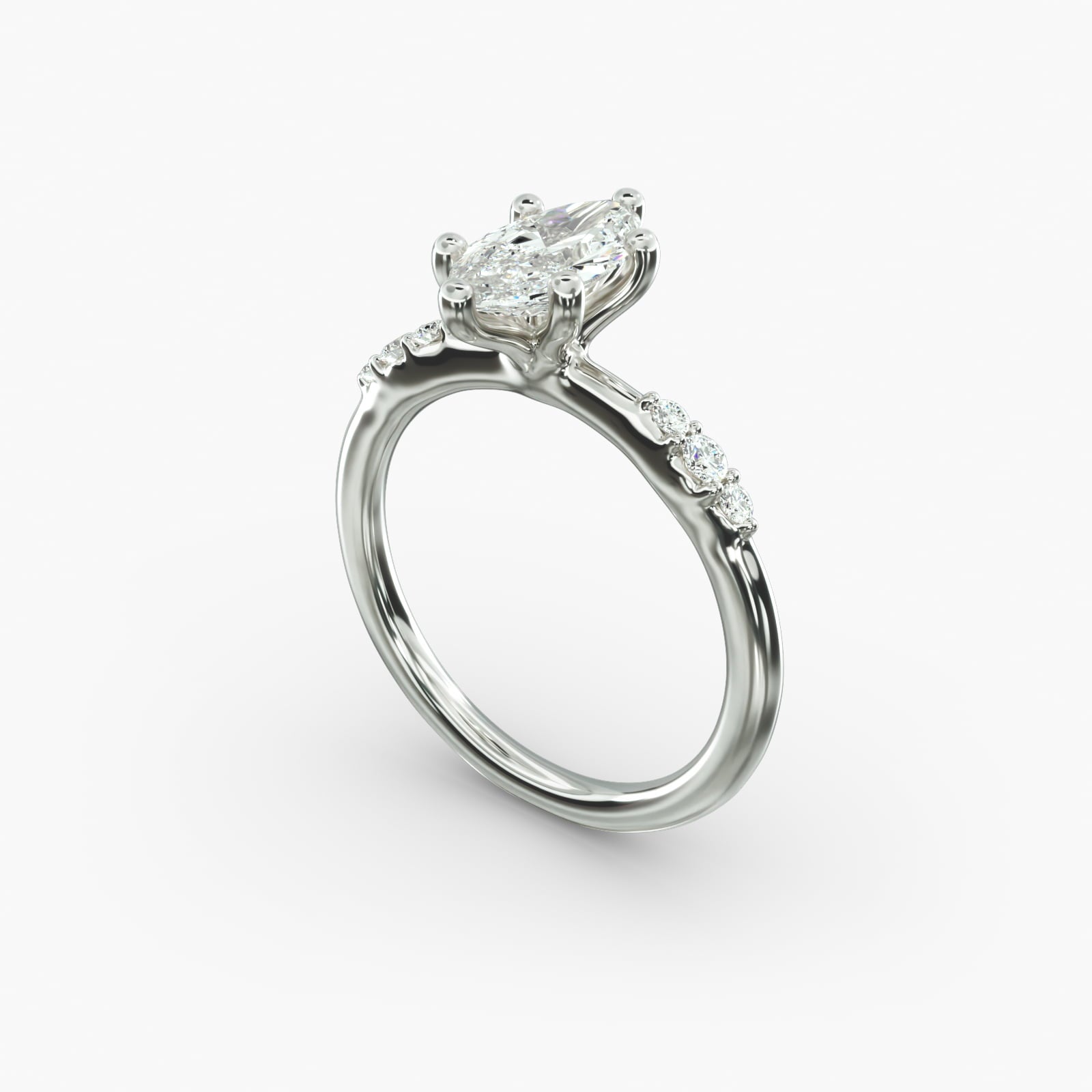 Graduated Sparkle Marquise Lab Grown Diamond Center Engagement Ring