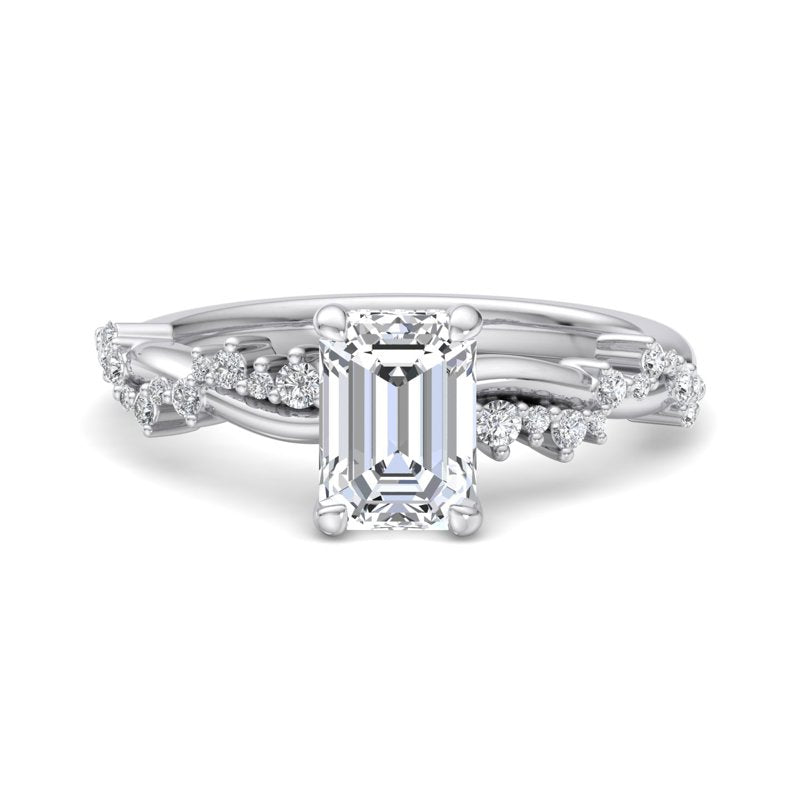 Classic Sparkle Pavé Emerald Lab Grown Diamond Center Engagement Ring