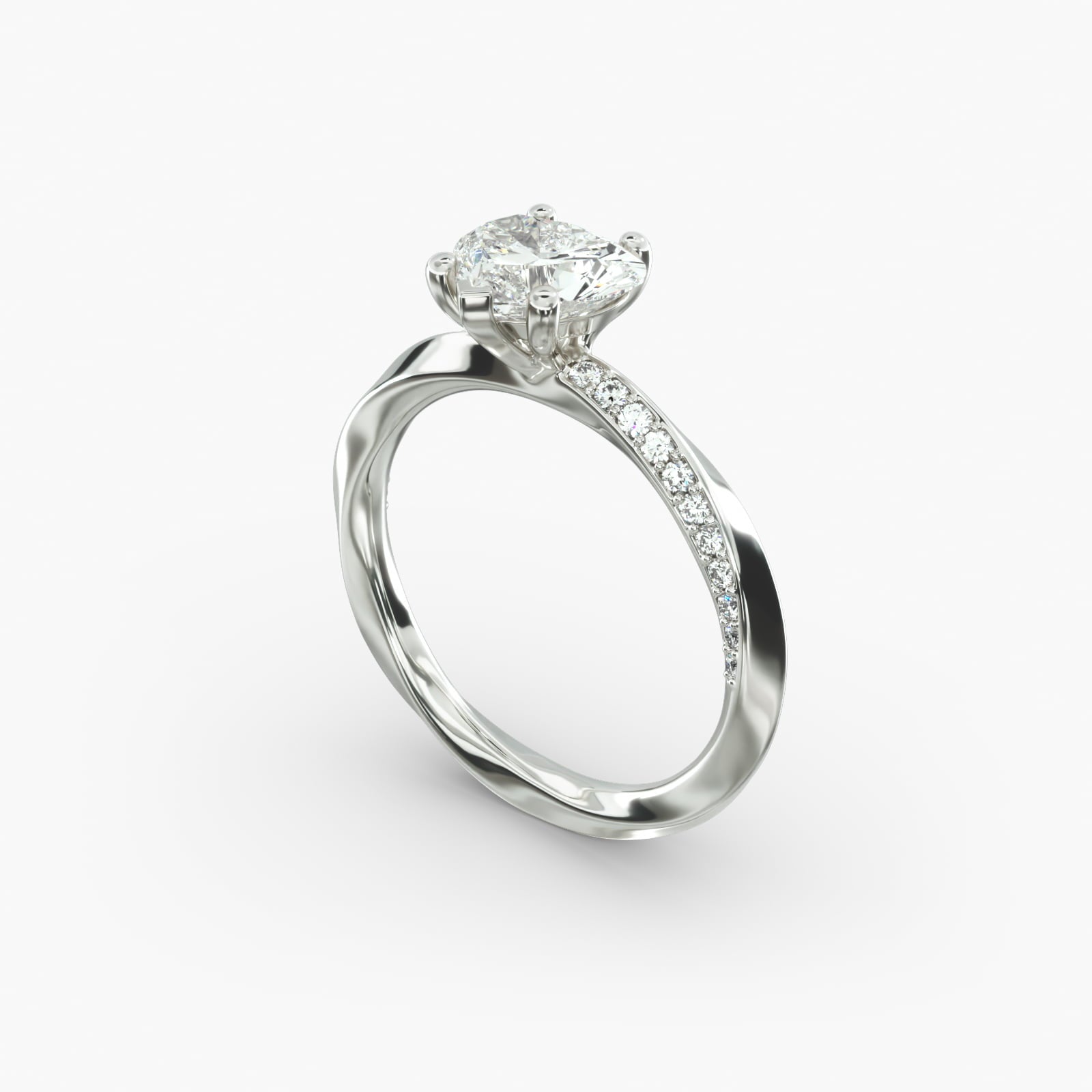 Twisted Sparkle Heart Lab Grown Diamond Center Engagement Ring
