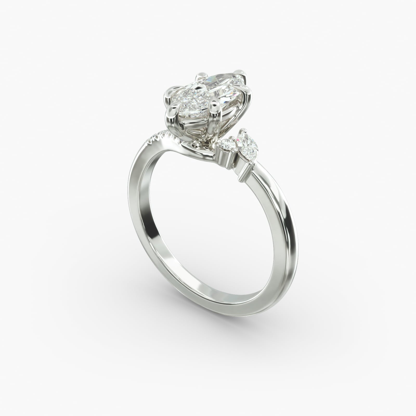 Asymmetric Elegance Marquise Lab Grown Diamond Center Engagement Ring