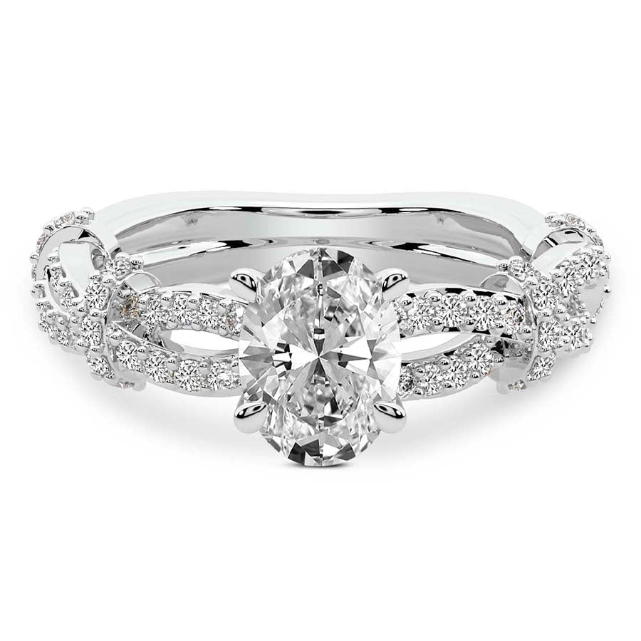 Twisted Brilliance Dual-Tone oval Lab Grown Diamond Center Engagement Ring