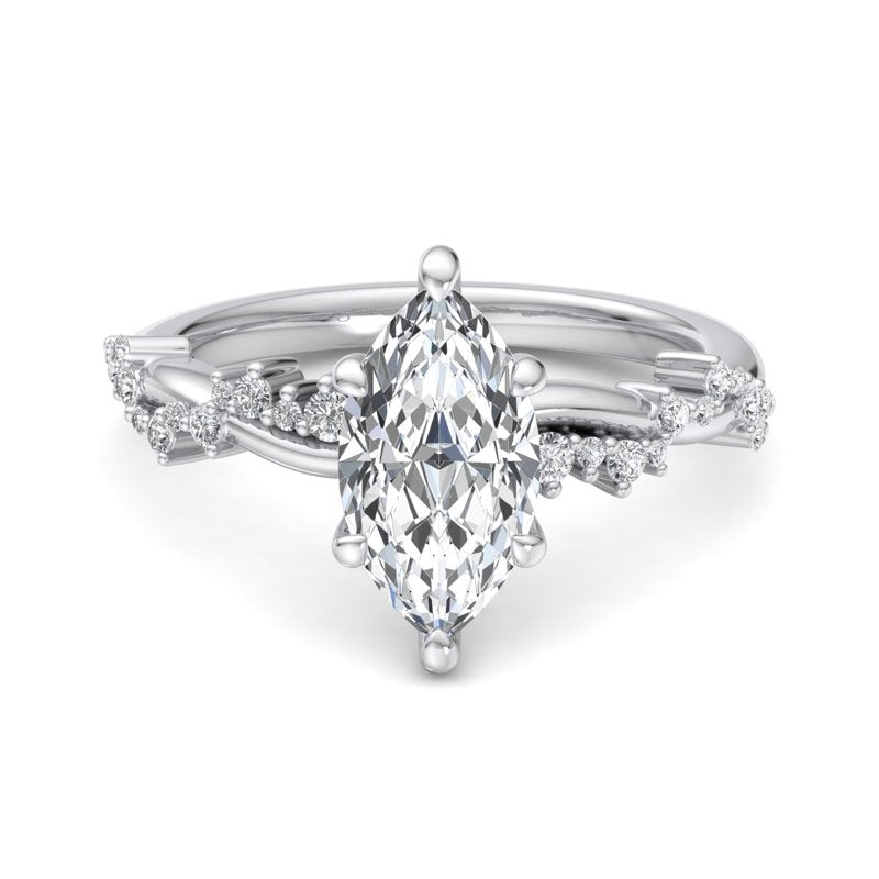 Classic Sparkle Pavé Marquise Lab Grown Diamond Center Engagement Ring